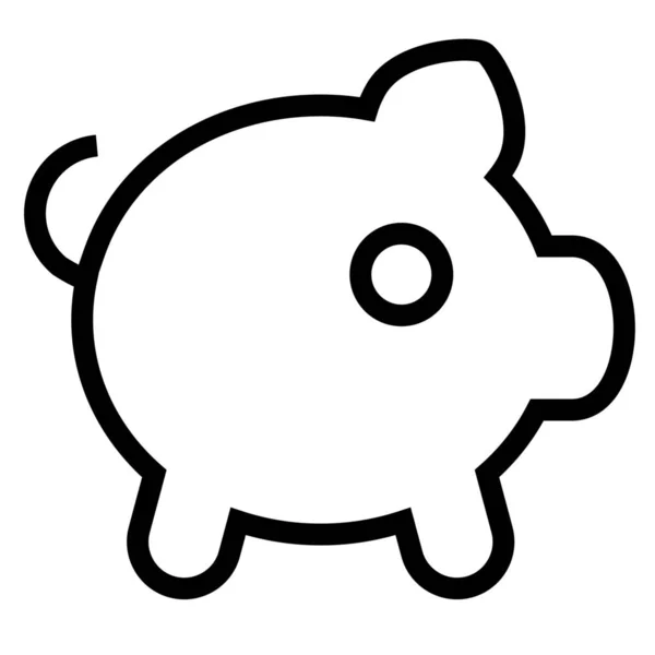 Sparschwein Konturensymbol Konturenstil — Stockvektor