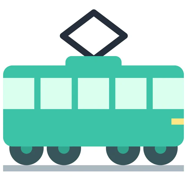 Иконка Железнодорожного Трамвая Плоском Стиле — стоковый вектор