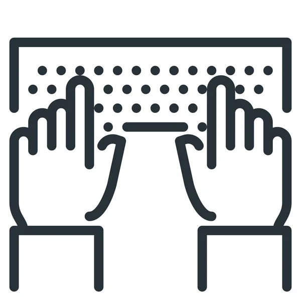 Codificación Manos Teclado Icono — Vector de stock