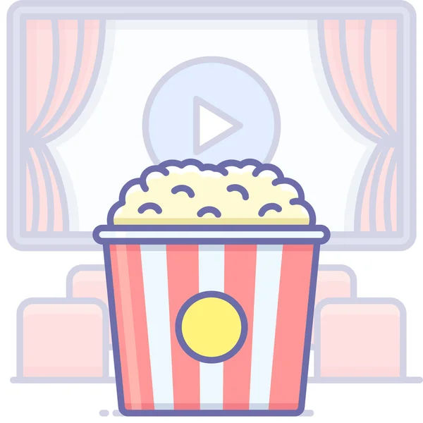 Cinéma Pop Corn Icône Nourriture Dans Style Contour Rempli — Image vectorielle