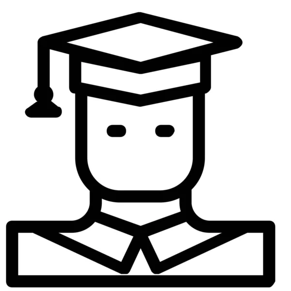 Avatar Graduado Hombre Icono Estilo Esquema — Vector de stock