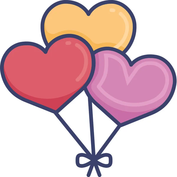 Decoración Globos Icono Categoría Amor Romance — Archivo Imágenes Vectoriales