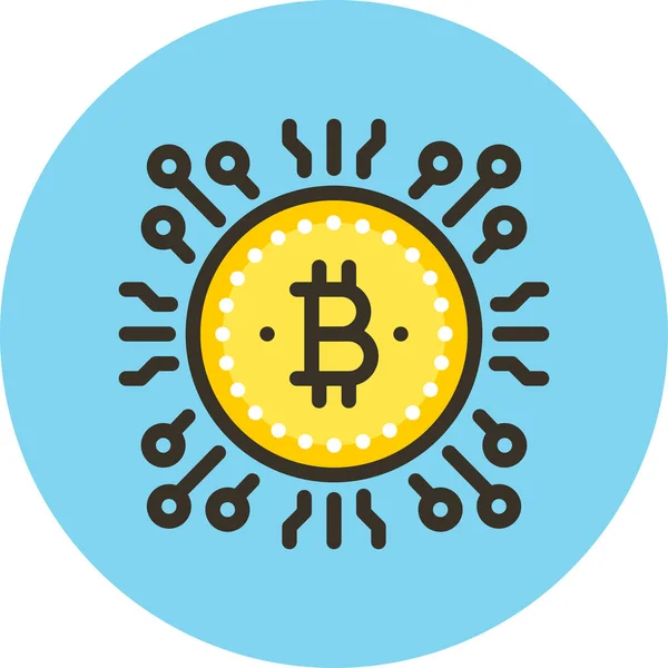 Bitcoin Finanzas Icono Dinero Estilo Contorno Lleno — Vector de stock