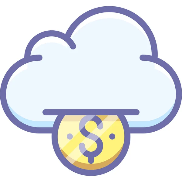 Σύννεφο Χρηματοδότηση Εικονίδιο Χρήματα Γεμάτο Στυλ Περίγραμμα — Διανυσματικό Αρχείο