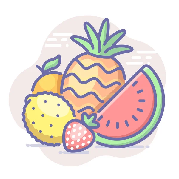 Ananas Alimento Frutas Ícone Estilo Esboço Preenchido — Vetor de Stock