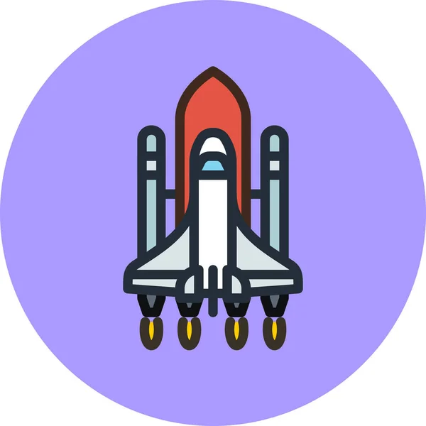 Spustit Ikonu Raketového Raketoplánu Vyplněném Obrysovém Stylu — Stockový vektor