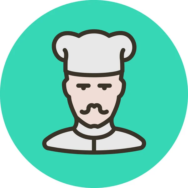 Avatar Cuisinier Icône Humaine Dans Style Contour Rempli — Image vectorielle