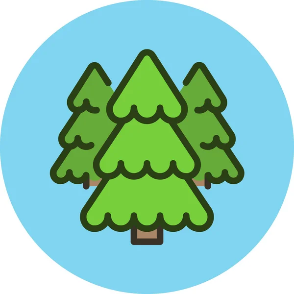 Conifer Forest Icona Della Natura Stile Contorno Riempito — Vettoriale Stock