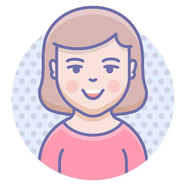 Happy Smile Girl Icon Filled Outline Style — Stockvector