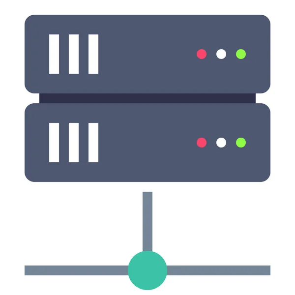 Netzwerk Server Datenbank Symbol Flachen Stil — Stockvektor