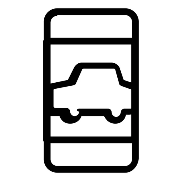 Ikona Smartfona Samochodowego Stylu Zarys — Wektor stockowy
