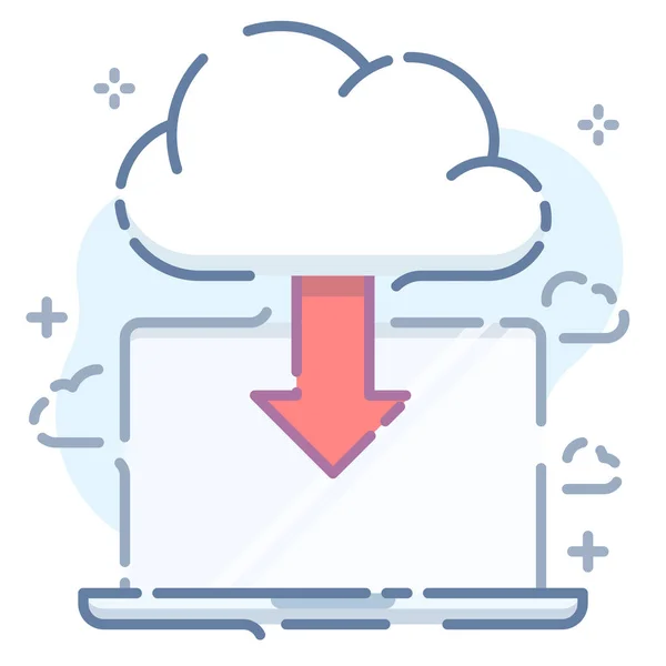 Cloud Download Icono Esquema Rellenado Estilo Esquema Rellenado — Vector de stock