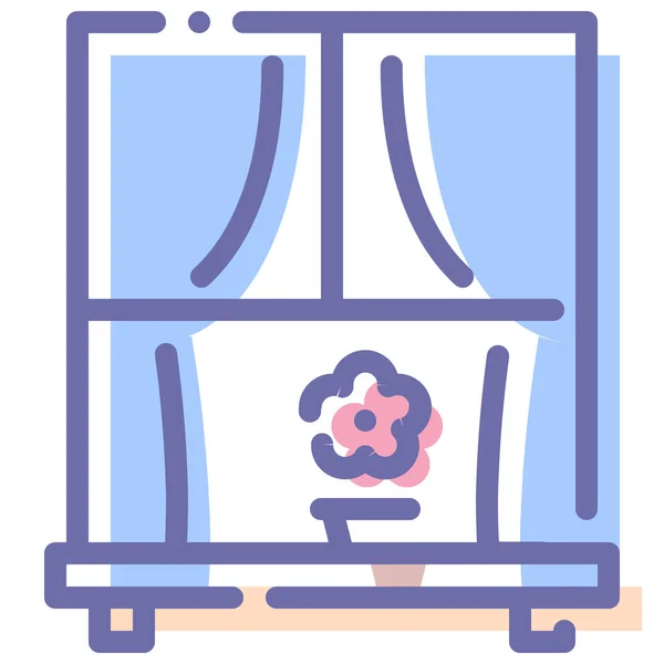 Rideaux Fleur Icône Intérieure — Image vectorielle