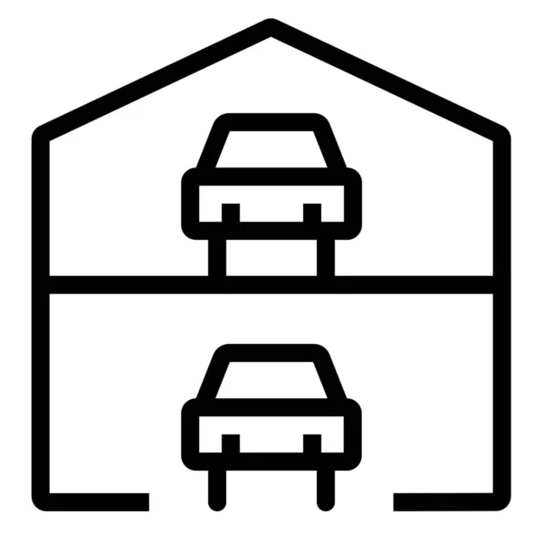 Auto Multilevel Garage Icoon Outline Stijl — Stockvector