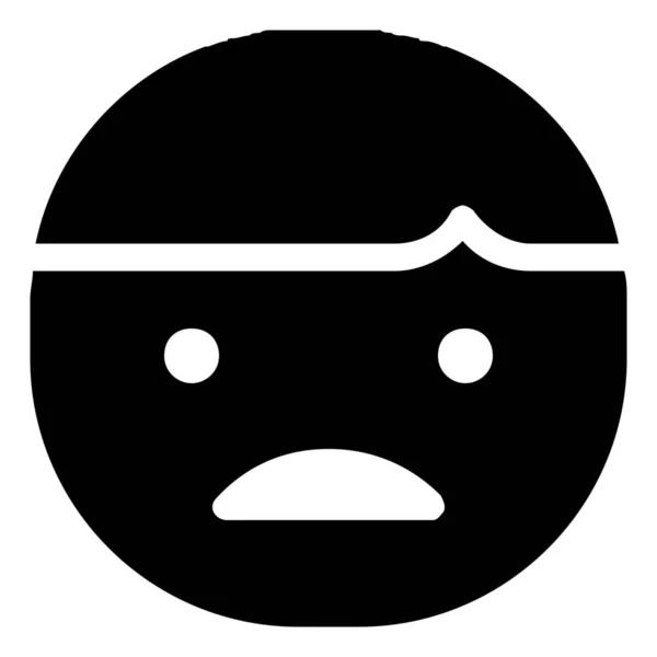 Menino Emoticon Ícone Triste Estilo Sólido — Vetor de Stock