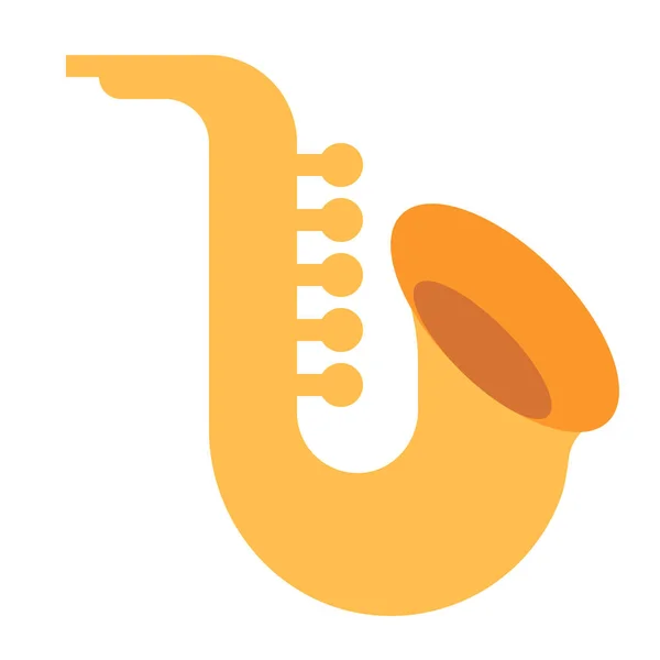 Jazz Saxofoon Tube Icoon Platte Stijl — Stockvector