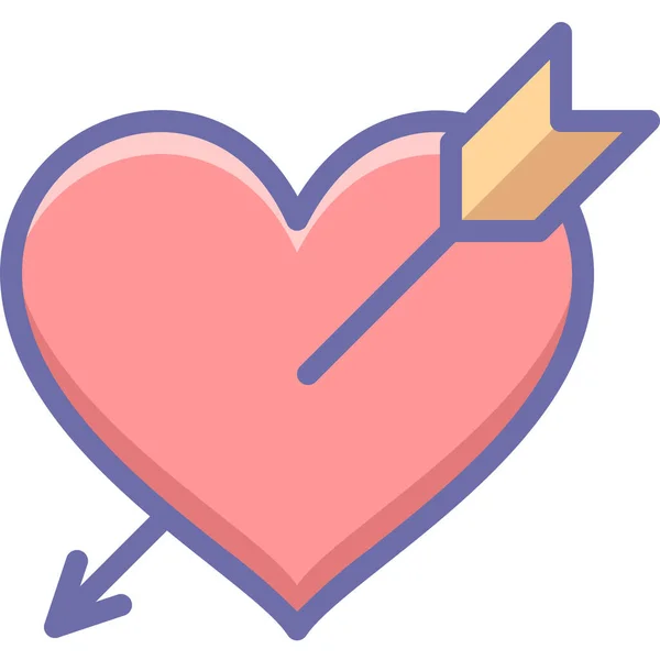 Arrow Heart Love Icon Filled Outline Style — Stock Vector