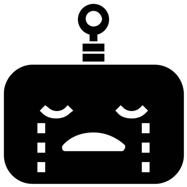 Weinen Emoticon Roboter Symbol Solid Stil — Stockvektor