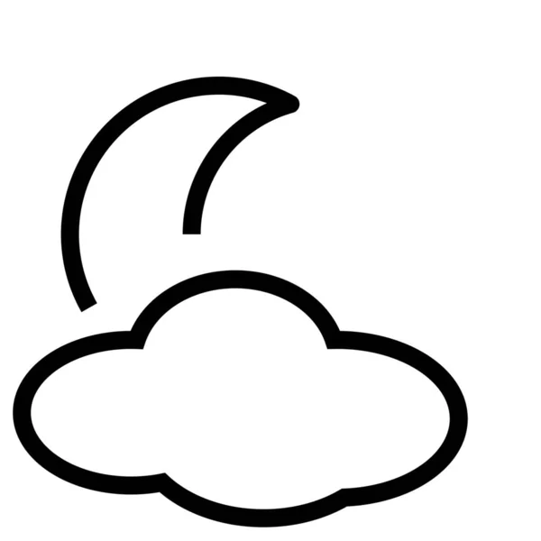 Иконка Полумесяца Облачно Ночью Стиле Абрис — стоковый вектор