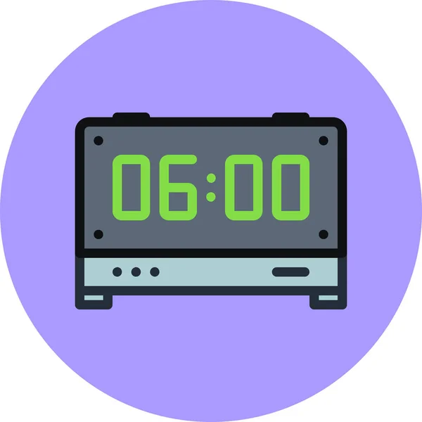 Alarm Saati Dijital Simgesi Doldurulmuş Dış Hat Biçimi — Stok Vektör