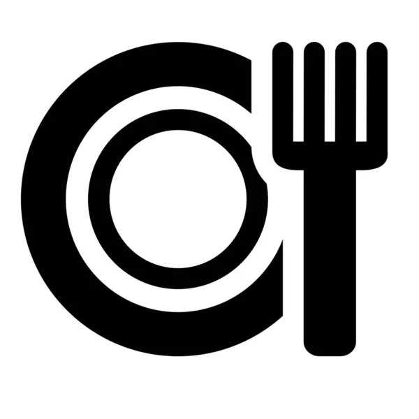 Diner Vork Pictogram Vaste Stijl — Stockvector