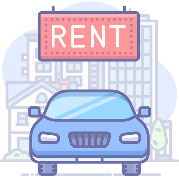 Car Rent Transport Icon Filled Outline Style — Stock Vector