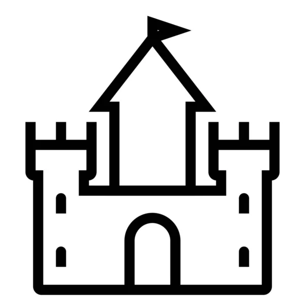 Ikona Hradní Věže Stylu Osnovy — Stockový vektor
