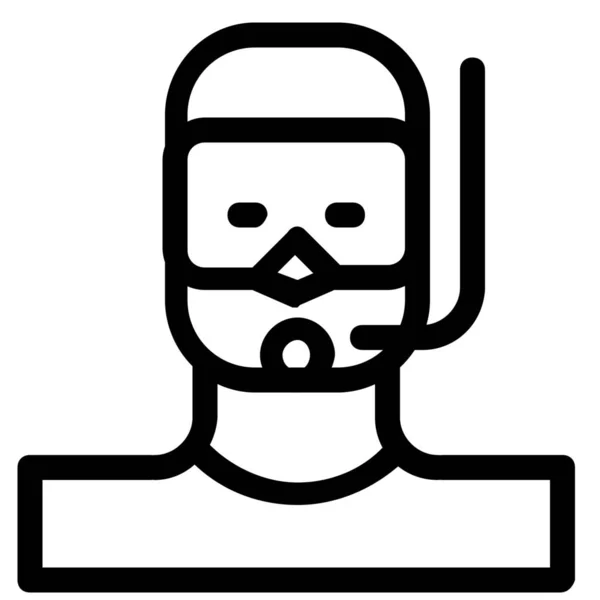 Аватар Человек Сноркелинг Значок Стиле Outline — стоковый вектор