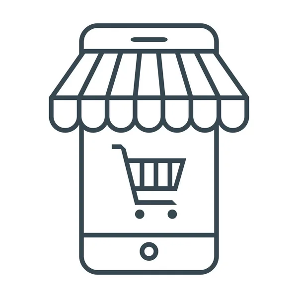 Mobilní Obchod Shop Ikona Stylu Osnovy — Stockový vektor