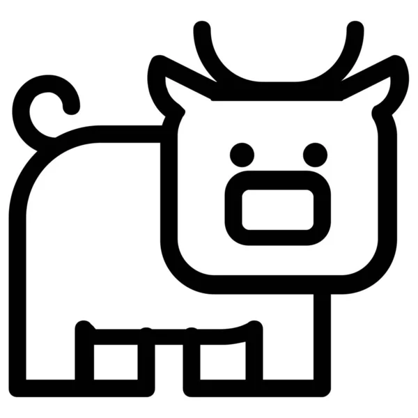 Animal Bull Cow Icon Estilo Esquema — Vector de stock
