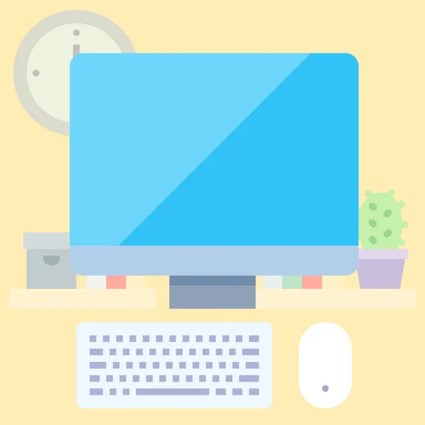 Desktop Tastatur Maussymbol Flachen Stil — Stockvektor
