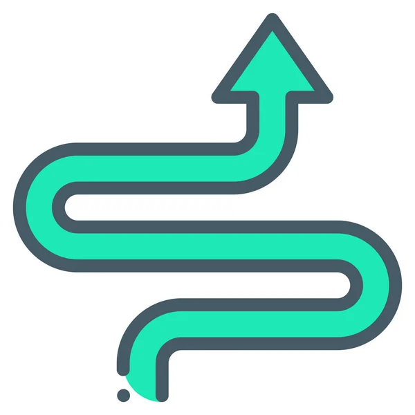 Pfeil Serpentinen Zickzack Symbol — Stockvektor