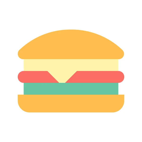 Hamburger Fastfood Cheeseburger Icoon Platte Stijl — Stockvector