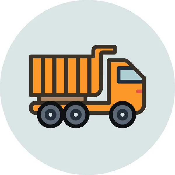 Construction Truck Vehicle Icon Filled Outline Style — Stock Vector