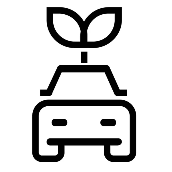概要スタイルの自動車グリーンアイコン — ストックベクタ