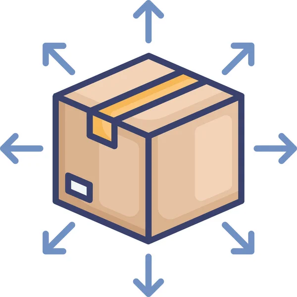 Caja Flechas Distribuir Icono — Vector de stock