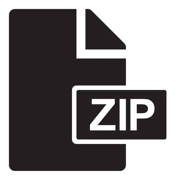 Archive File Zip Icon Solid Style — Stock Vector