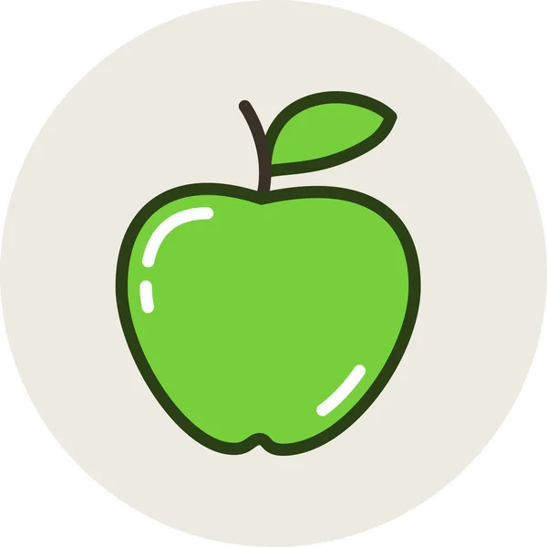 Icône Fruits Pomme Alimentaire Dans Style Contour Rempli — Image vectorielle