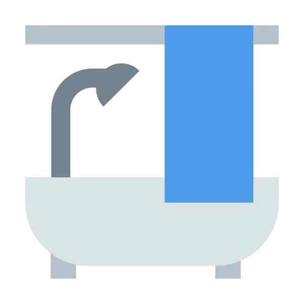 Bath Bathtub Curtains Icon Flat Style — Stockový vektor