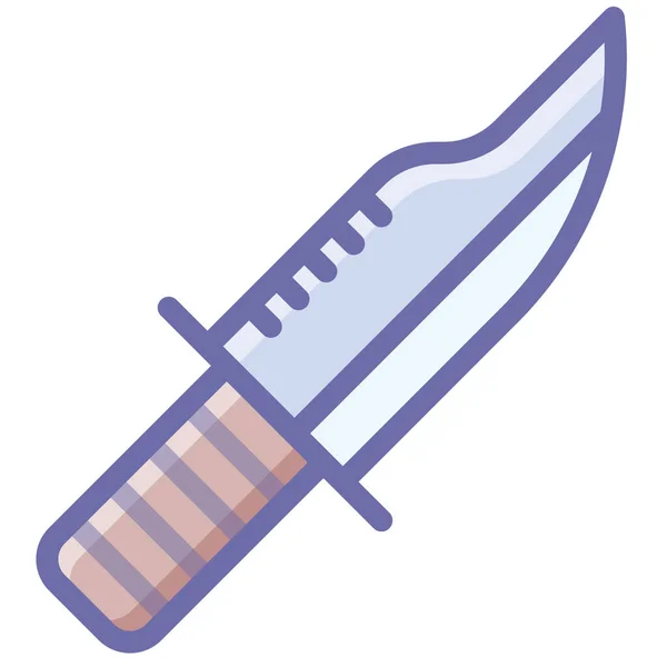 Cuchillo Combate Icono Militar Estilo Contorno Lleno — Vector de stock