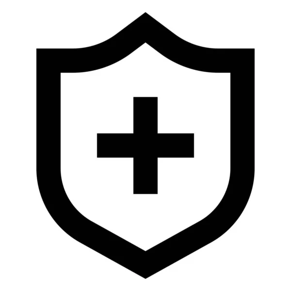 Croce Schield Icona Assicurazione Stile Solido — Vettoriale Stock