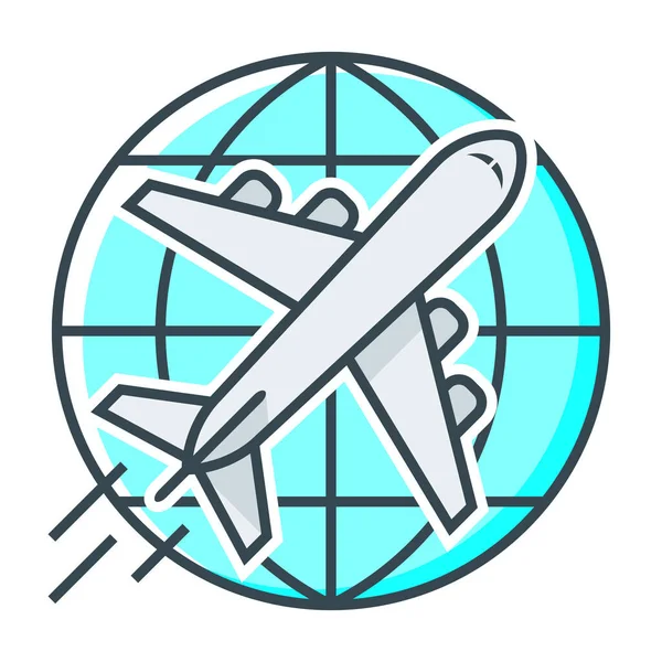 Icono Entrega Aviones Avión Estilo Contorno Lleno — Vector de stock
