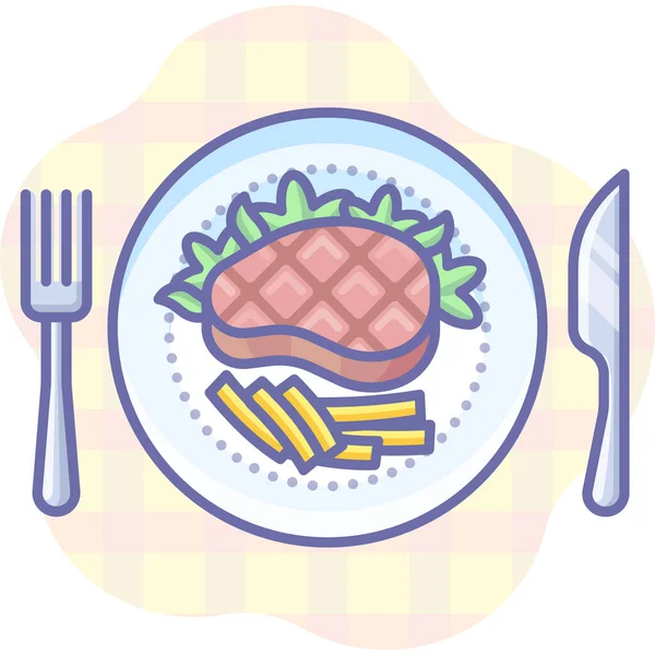 Steak Food Étterem Ikon — Stock Vector