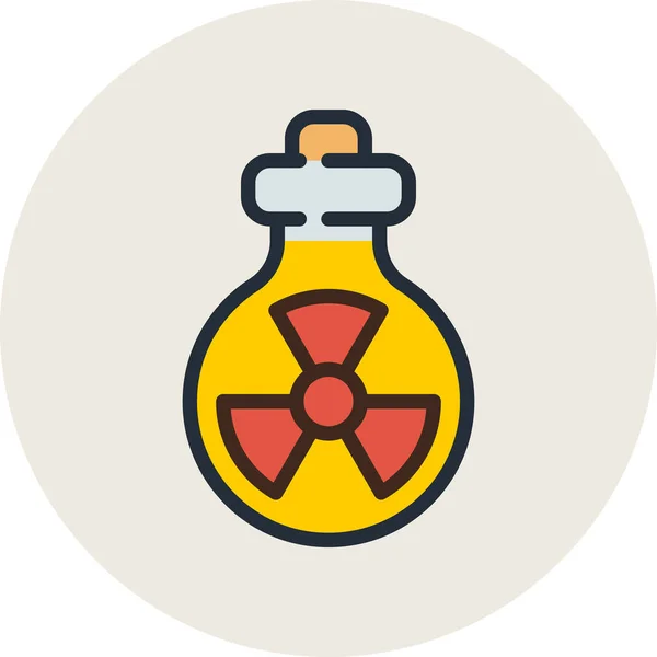 Elemento Atómico Icono Nuclear Estilo Contorno Lleno — Vector de stock