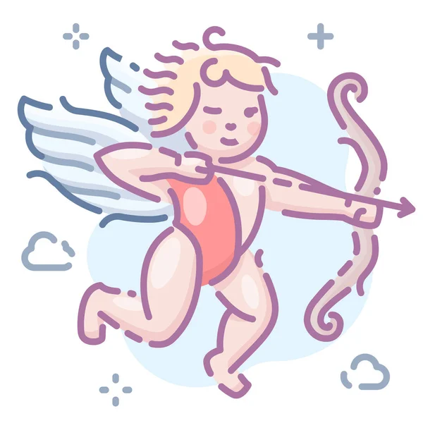 Icône Amour Ange Cupidon Dans Style Contour Rempli — Image vectorielle