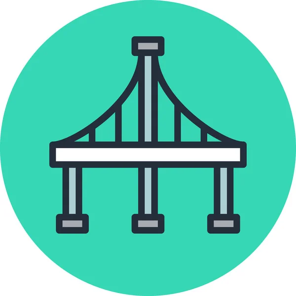 Puente Arco Icono Carretera Estilo Contorno Lleno — Vector de stock