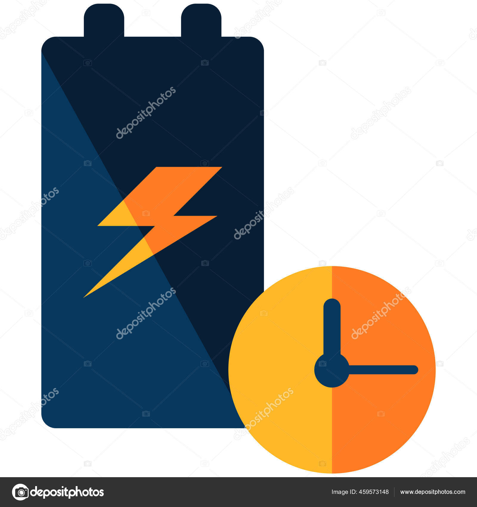 Battery Clock Time Icon Flat Style Stock Vector Image by ©iconfinder