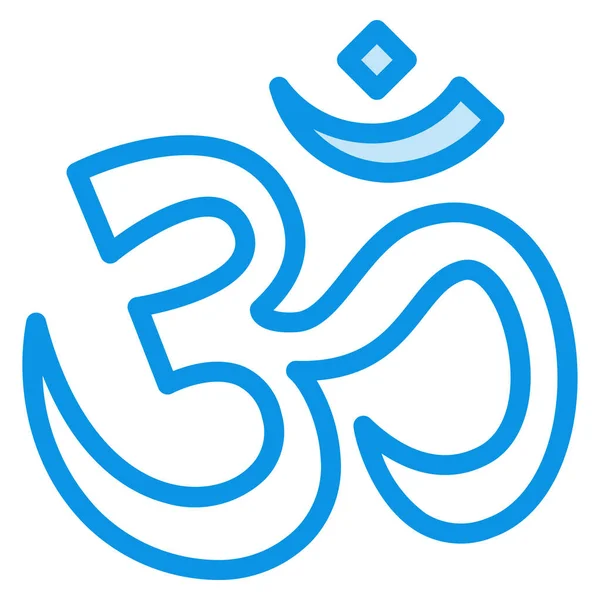 Aum Hinduism Ikon Kitöltött Vázlat Stílus — Stock Vector