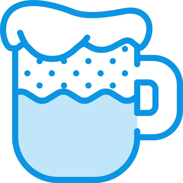 Taza Espuma Cerveza Icono Estilo Esquema — Vector de stock