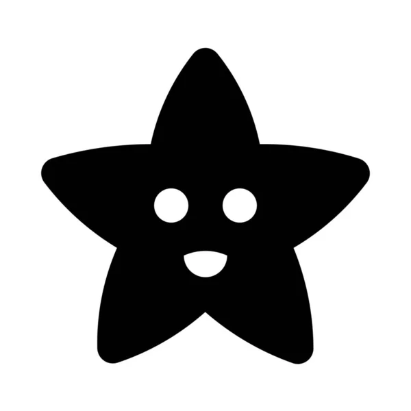 Icono Estrella Cara Fábula Estilo Sólido — Vector de stock